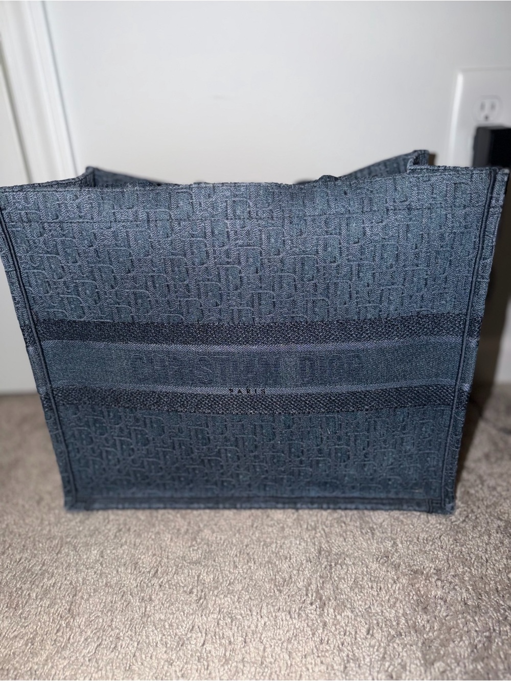 Dior Oblique Denim Book Large Tote Bag